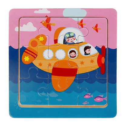 3D Puzzles Cartoon Animals Wooden Montessori Game Kids Cognitive Jigsaw Puzzle Baby Toys Educational Toys for Children Toddler