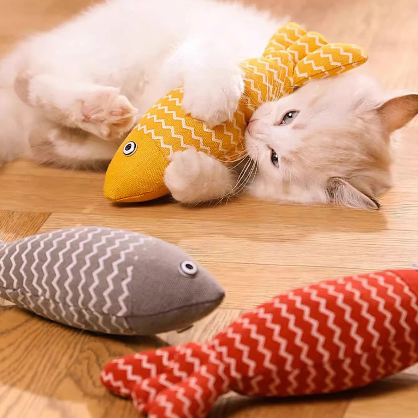 MADDEN Cat Fish Toy Cat Scratcher Catnip Toy Interactive Simulation Fish Cat Mint Fidget Toys Stuffed Playing Toy For Cat Kitten