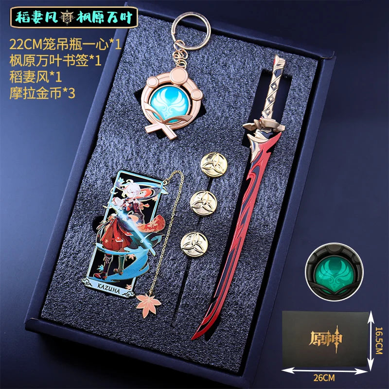 Genshin Impact Peripheral Bookmarks Vision of God Pendants Keychains Servant Weapon Models Combination Sets Gifts and Presents