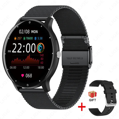 Fashion Men's Smart Watch Full Touch Screen Sports Fitness Tracker IP68 Waterproof Bluetooth Smartwatch for Men Women Smartphone