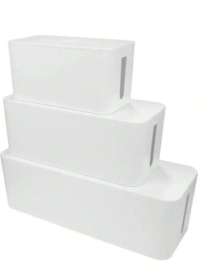 3 Pcs/Set Cable Management Boxes Organizer Strip Charger Wire Cable Storage Box Dust Large Storage Wires Keeper Holders