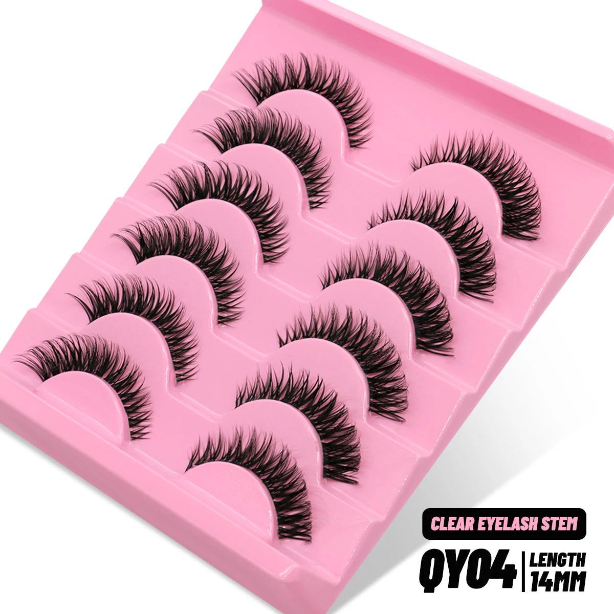 GROINNEYA Lashes 5/7 Pairs Wispy Mink Lashes Invisible Band Eyeashes Look Like Extensions Strip Lashes Natural Look Soft Fluffy