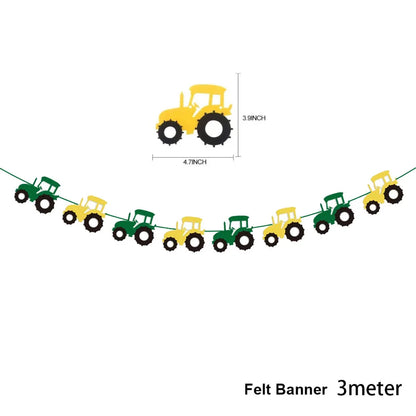 Green Farm Tractor Tableware Napkins Tablecloth Farm Tractor Theme Birthday Decor Birthday Banner Balloon Caketopper
