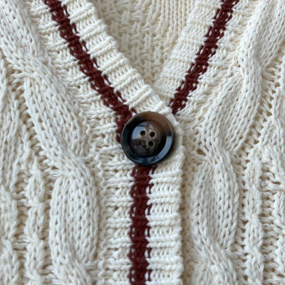 Autumn Leaves Cardigan Women Beige Knitted Cardigans with Red Maple Leaf Embroidery Folklore Girl Oversized Sweaters Tops Y2k