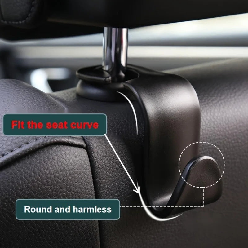 2/4Pcs Plastic Hooks Car Seat Headrest Hooks Car Rear Seat Organiser Hanger Handbag Clothes Holder Car Interior Accessories