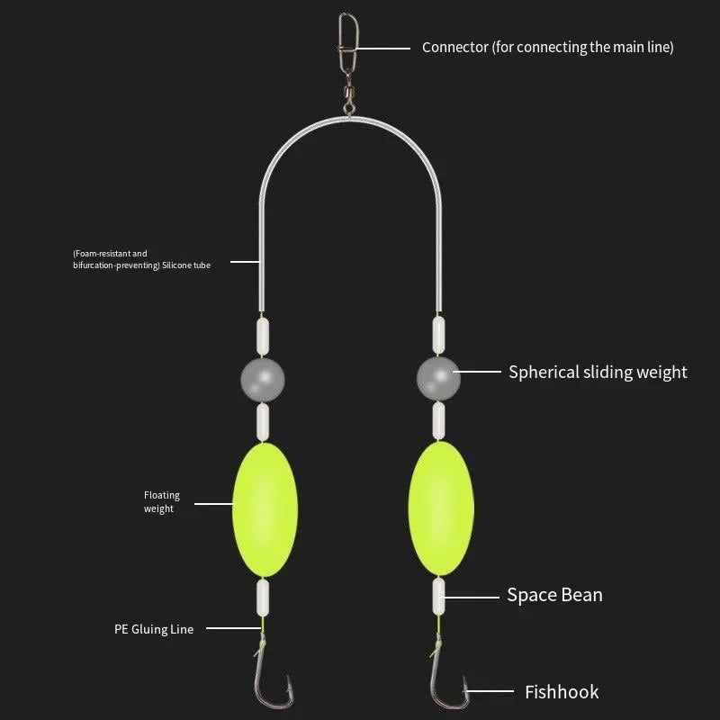 1Pc #4/7/9/12 Double Hook Fishing Hair Rigs Hook Suspension Iseni Anti Bottom Carp Fishing Hook Ready Made Carp Rig Fishing Lure