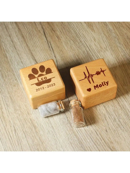 Customized pet souvenir gifts, wooden pet hair souvenir box, personalized pet fur souvenirs