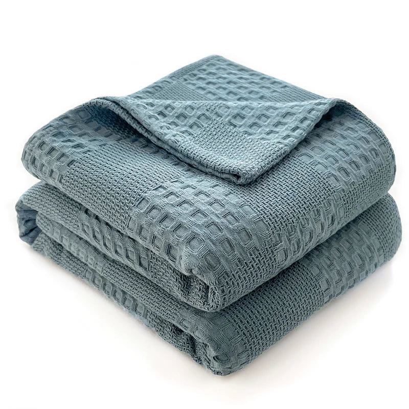 Battilo Cotton Throw Blanket Soft Breathable Waffle Blanket for Twin Queen King Bed Decorative Plaid Sofa Blankets Summer Throws