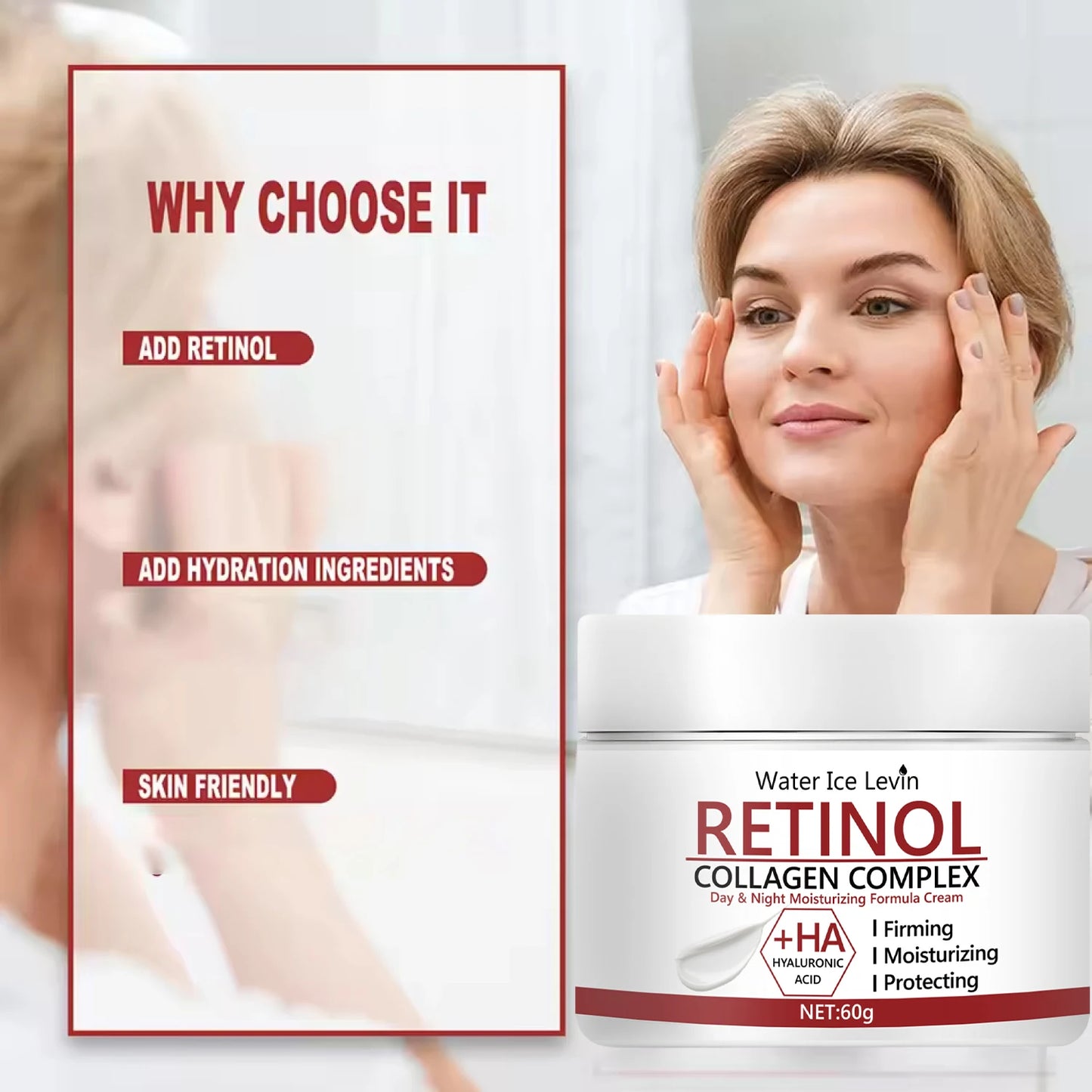 Retinol Cream, Retinol Collagen Cream, Vitamin C Moisturizer, Retinol Moisturizer, Suitable for Sensitive Facial Skin