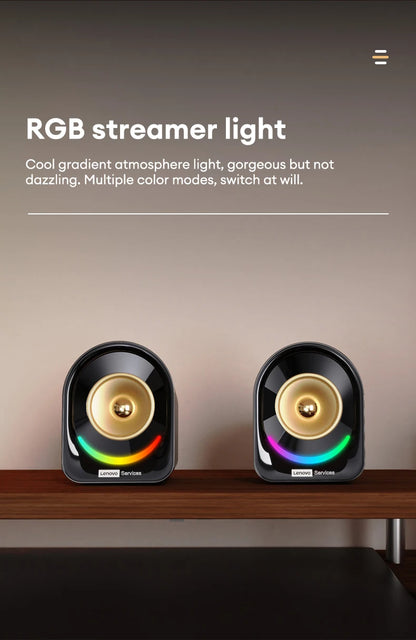 Original Lenovo A02 Wireless Bluetooth Speakers Deep Bass Sound Outdoor Soundbox Music RGB Lighting Long Standby Loudspeakers