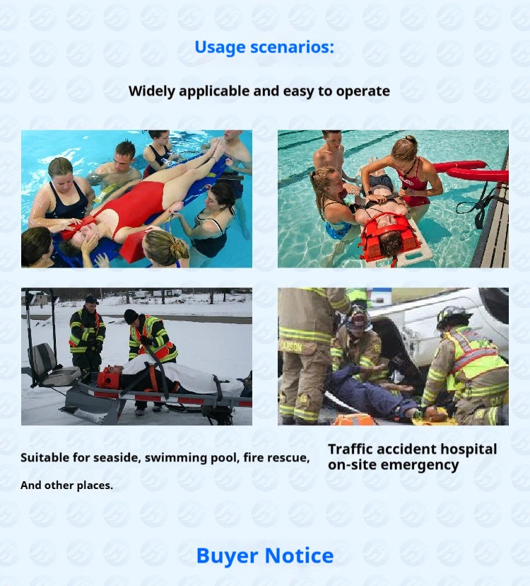 Head stabilizer, swimming pool emergency rescue equipment, shovel stretcher, cervical spine water rescue, spinal plank stretcher