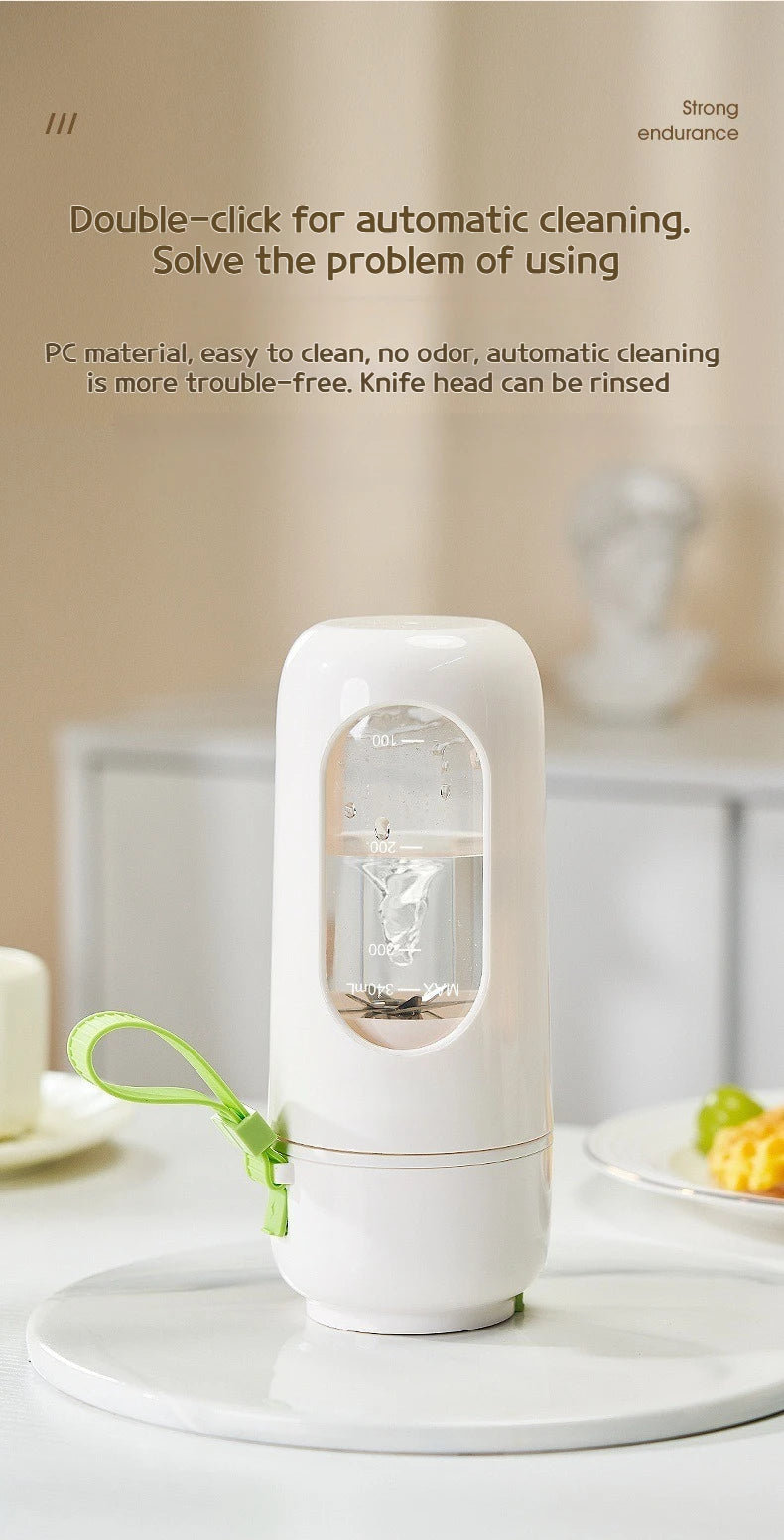 Portable Electric Blender Cup for Smoothies, Shaved Ice, and Juices - 12-Blade Stainless Steel with Wireless Charging Function