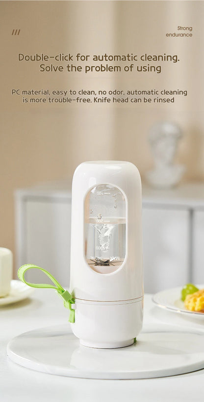 Portable Electric Blender Cup for Smoothies, Shaved Ice, and Juices - 12-Blade Stainless Steel with Wireless Charging Function