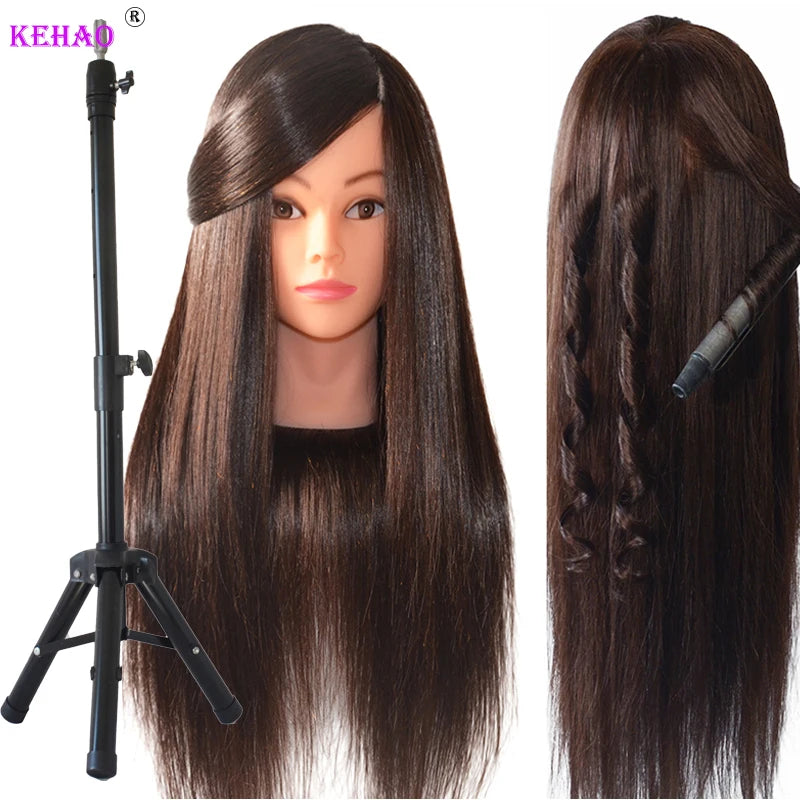 85%Real Hair Doll Head For Hairstyle Hairdressing Professional Mannequin Head Styling To Practice Hot Curl Iron Straighten