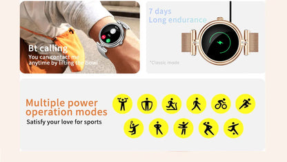 Ladies Smart Watch AK62 Women Bluetooth Call Custom Dial Steel Wristwatch Smartband Fitness Sports Tracker Smartwatches