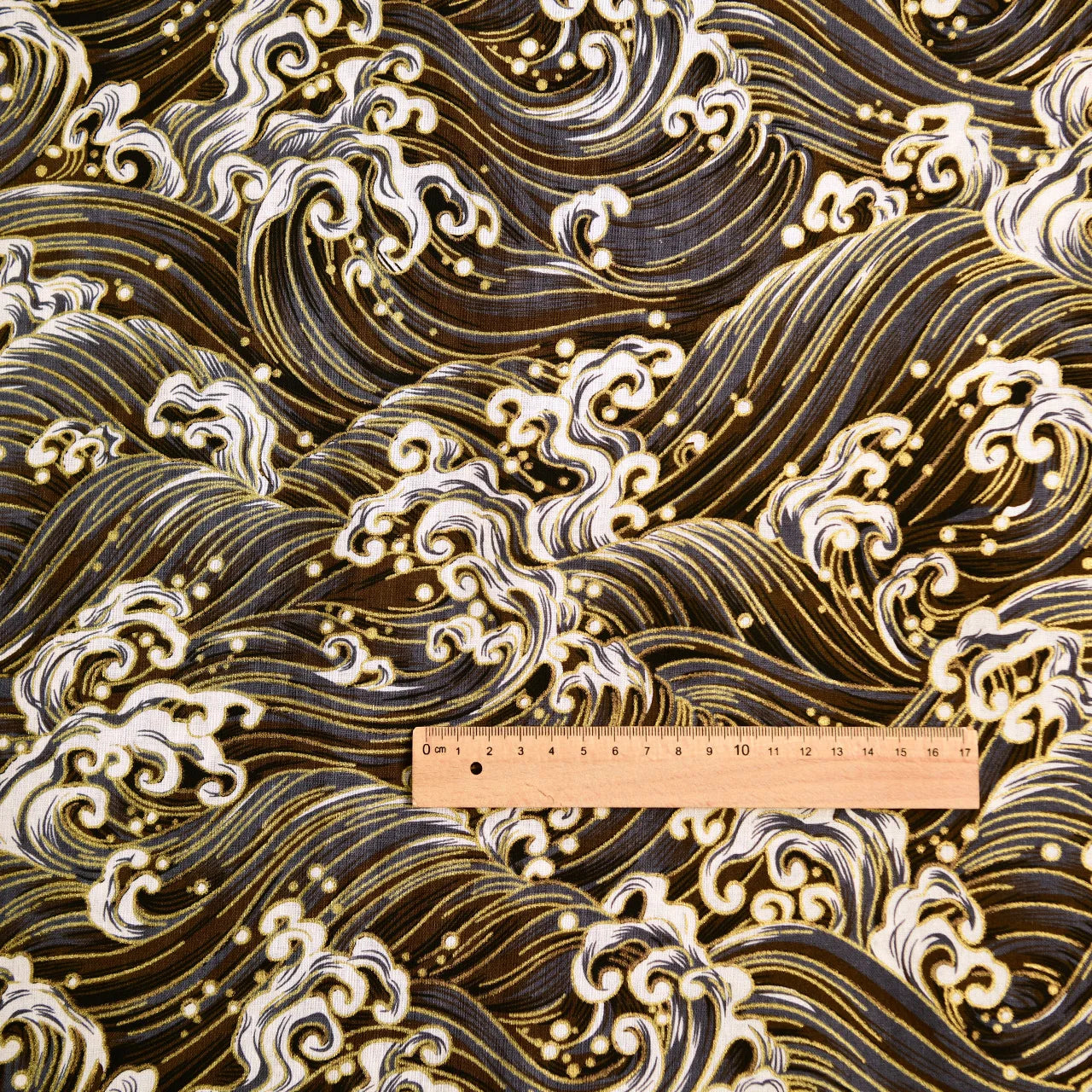 Cotton Bronzing Printing Fabric Handmade DIY Clothing Luggage Sachet Cotton Cloth Cotton Fabric Qinghai Smoke Wave, 145x50cm