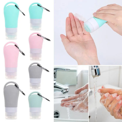 Travel Bottle Leakproof Silicone Refillable Squeezable Travel Tube with Keychain Hook for Cosmetic Toiletry Shampoo