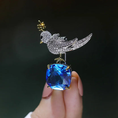 fashion crystal stone bird brooch women's mens coat accessories pins