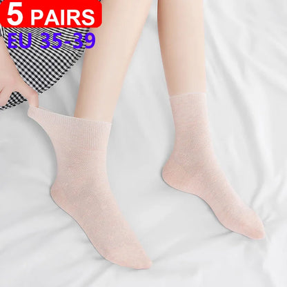 5Pairs Comfortable and Supportive Diabetic Socks for Men and Women Moisture wicking Cotton Fabric Non-binding Top Business Socks