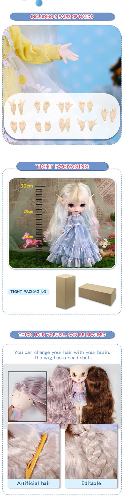 ICY DBS Blyth Doll Combo Clothes Shoes Hand Set Included Children Toy Gift 1/6 BJD Ob24 Anime Girl Azone M