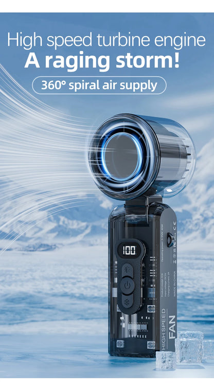 Portable Mini Fan Handheld Fan With Display High Speed Turbo Strong Wind 3600mAh USB Rechargeable Folding Fans For Home Outdoor