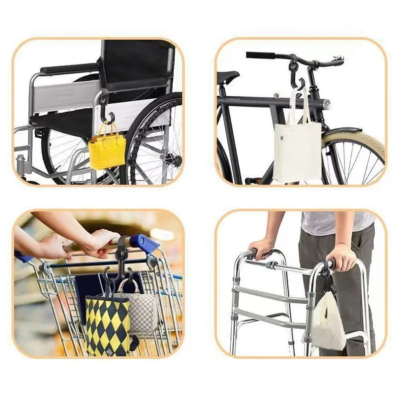 500Pcs/Lot Double Hooks Baby Stroller Electric Vehicle Motorcycles Scooters Rotate 360 Degree Organizer Hook For Bicycles LX6298