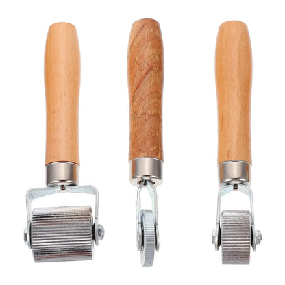 3 pcs Repair Tool Wooden Handle Rollers Pressing Wheel Tire Repair Compaction Roller Portable Durable Car Repair Tool