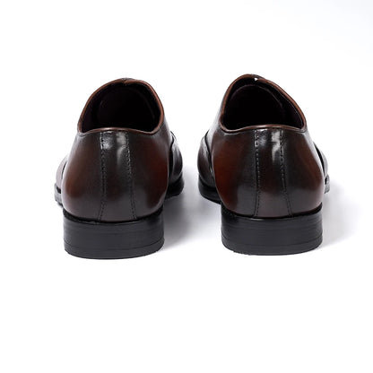 Men's Classic Lace-Up Oxfords Genuine Leather Luxury Office Shoes Solid Cap Toe Wedding Party Formal Dress Footwear for Men
