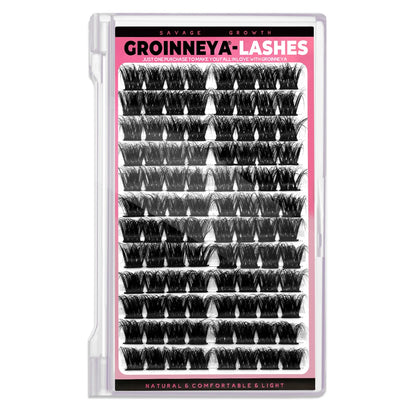 GROINNEYA Lash Clusters Kit DIY Lash Extension Volume Waterproof Individual Lashes Clusters Kit Lash Bond & Seal & Lash Tweezers