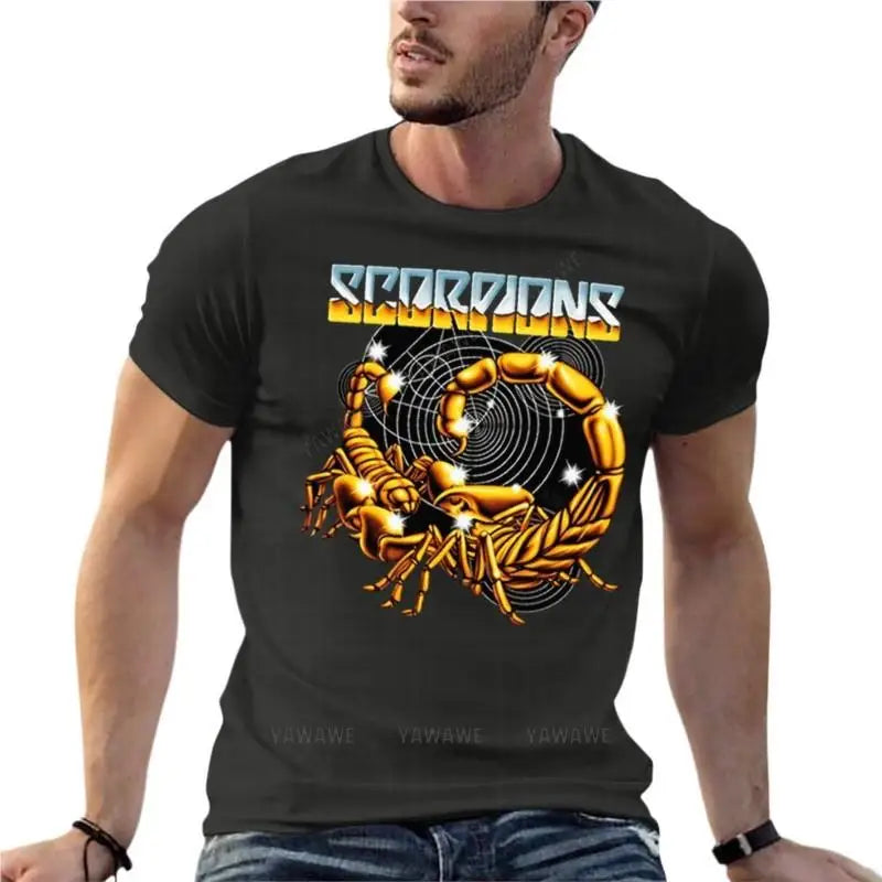 Scorpions Rock Heavy Metal Band Logo Oversized T-Shirt Branded Mens Clothes 100% Cotton Streetwear Large Size Tops Tee