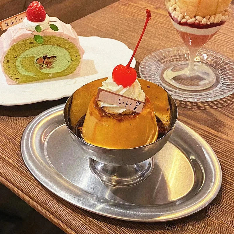 Ice Cream Cups Stainless Steel Salad Bowl Dessert Fruit Plate Snack Dish Kitchen Breakfast Cooking Tool Party Supplies