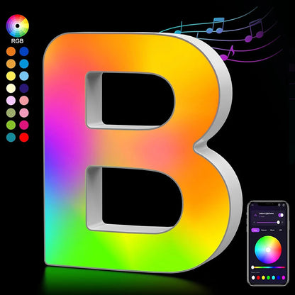 Smart LED Letters Lights Alphabet Light Decorative Name Letter Number Lamp Night Light USB MeRGBW App Music Sync Logo Game Home