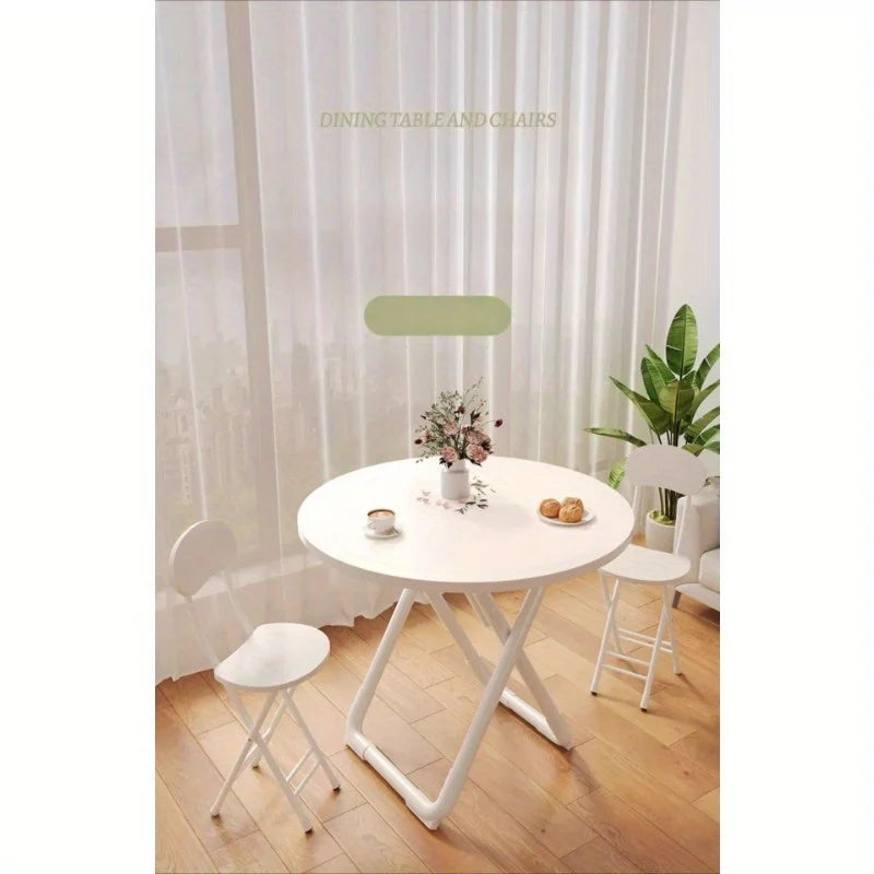 Foldable table Household simple dining table Small apartment eating round table Balcony small table Outdoor stall table