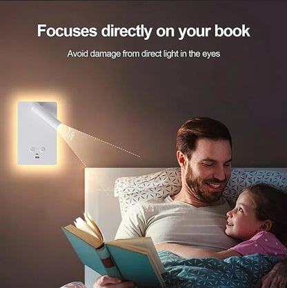 Indoor bedside wall lamp, with front and rear lighting modes, equipped with switch and USB C-type