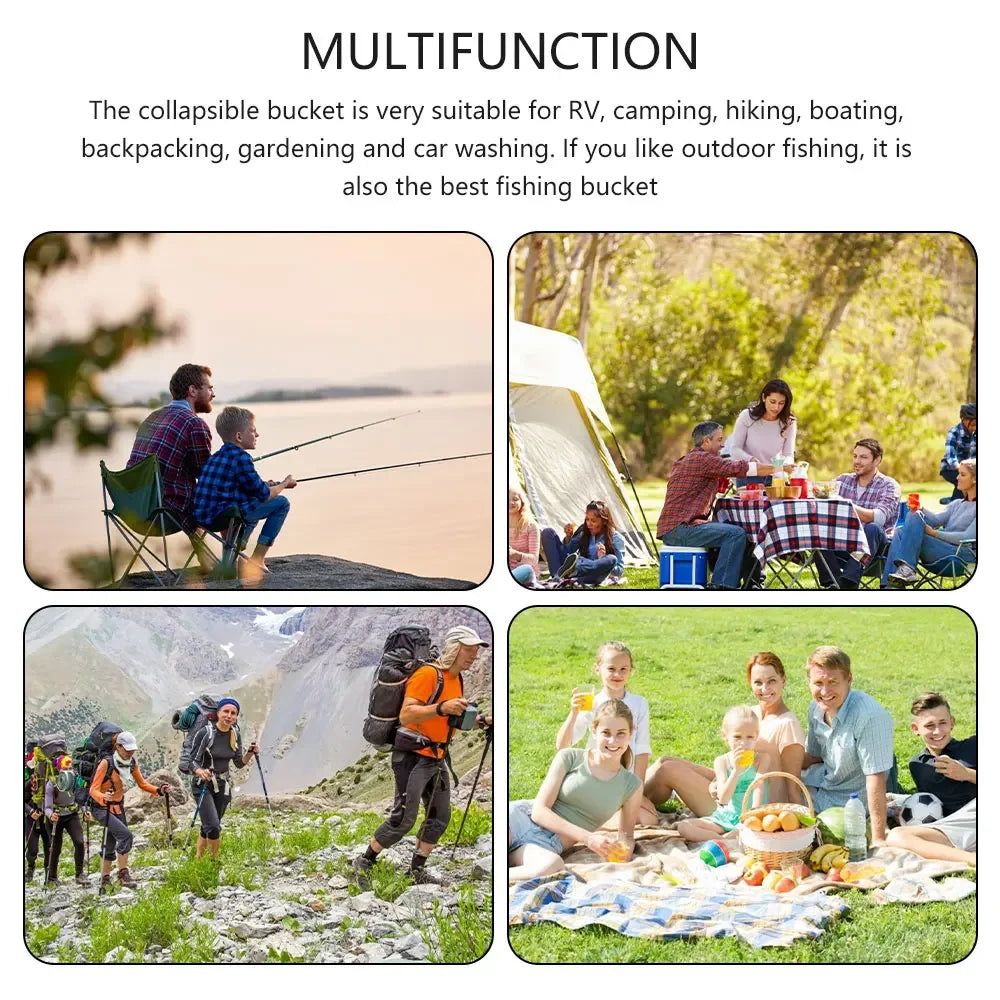 12L/20L Bowl Sink Washing Bag Car Wash Bucket Portable Outdoor Travel Foldable Water Multifunction Folding Portable Bucket Water