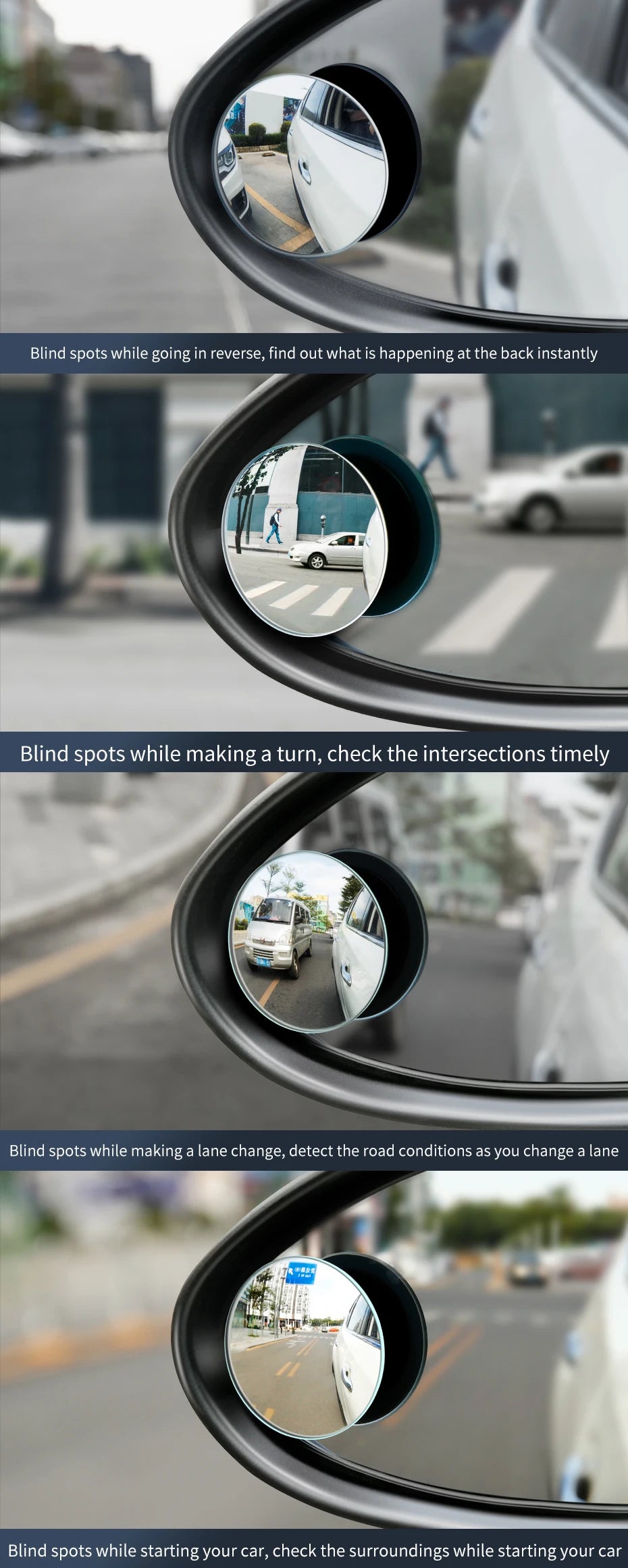 Baseus 2Pcs Car Mirror HD Convex Mirror Blind Spot Auto Rearview Mirror 360 Degree Wide Angle Vehicle Parking Rimless Mirrors