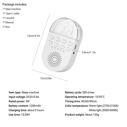 Portable White Noise Machine For Sleeping Baby Sleep Aid Noise Machine Kids Sleep Night Light 24 Natural Sounds Baby Sleeper