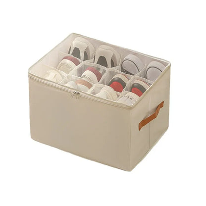 Foldable  Shoe Organizer with Lid Dustproof Storage Box for Shoes Clothes Accessories Home Organization Box