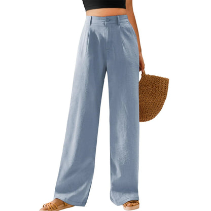Womens Casual Wide Leg Pants High Waisted Button Down Straight Long Trousers Palazzo Pants Elegant Woman Flared Pants Youthful