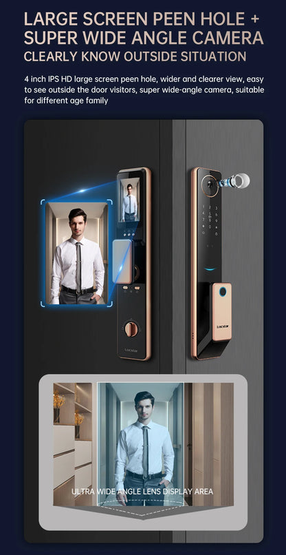 2024 Smart Door Lock  Wifi Smart Fingerprint Digital Safe Door with Camera Lock for Home