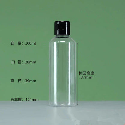 5PCS 30/50/100ML Refillable Empty Plastic Transparent Bottle with Flip Cap Portable Squeeze Shampoo Conditioner Travel Bottles