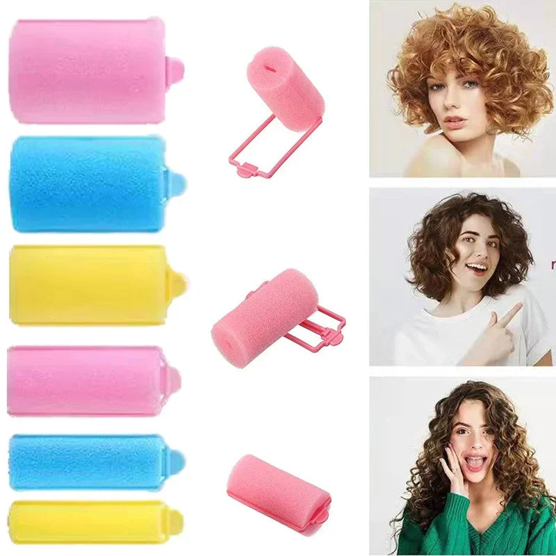 12pcs Fashion Soft Sponge Foam Cushion Hair Rollers Curlers Salon Barber DIY Curls Hairdressing Kit DIY Home Hair Styling Tool