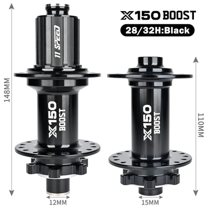 Nanlio Bicycle hubs X150 BOOST 6 Pawls 150T Noise 4 Bearing Hubs 110x15 148x12MM 8 9 10 11 12 Speed MTB Bike Hubs 28/32 Holes