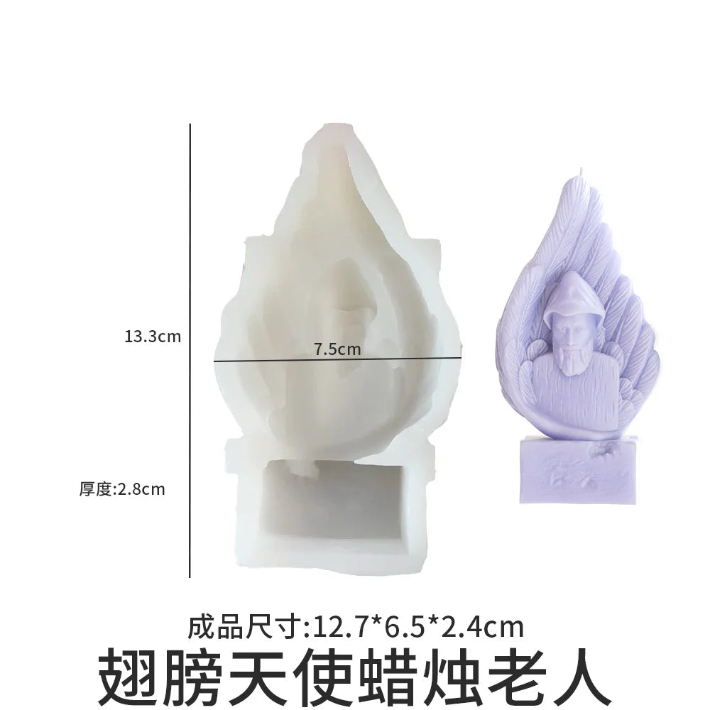Candle Mold Angel Wings Pray for Jesus Scented Candles Gypsum Ornaments Silicone Mold Resin Mold