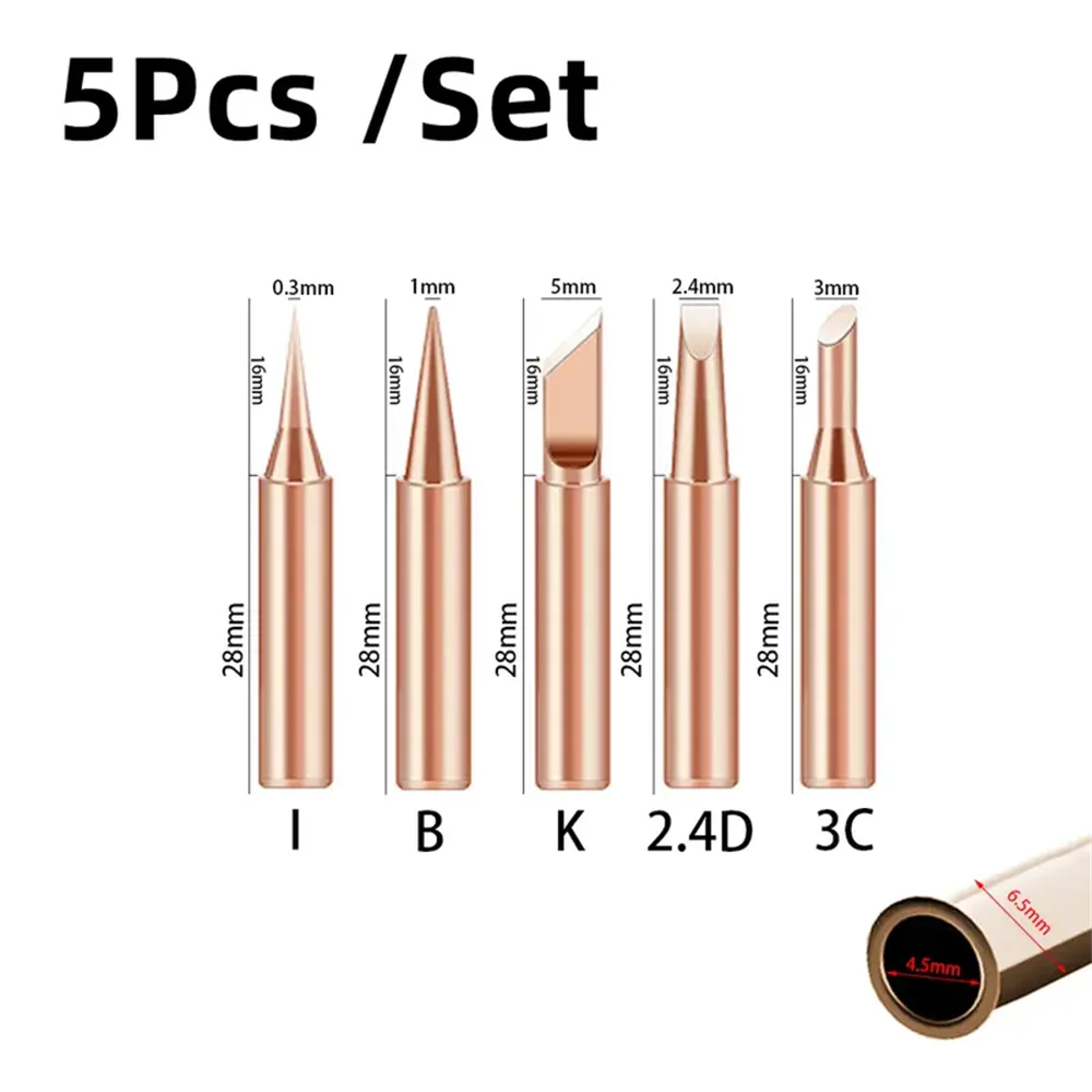 5pcs Soldering Iron 900M Soldering Iron Head Set Inside Hot Bare Copper Electric Soldering Iron Tip