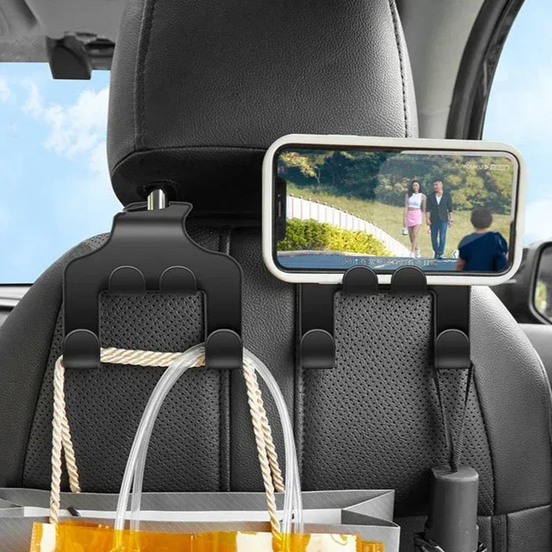 Car Seat Headrest Hook Hanger in Black a Storage Organizer Universal for Umbrellas Bags & Coats Black Car Fixer for All Vehicles