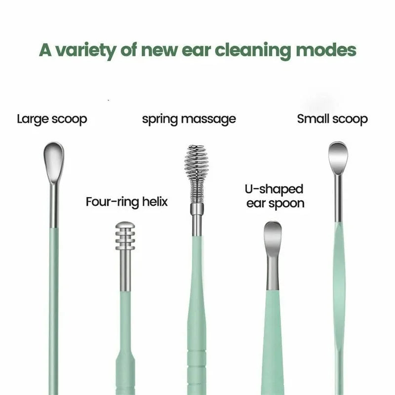 Ear Cleaning Tool Stainless Steel Ear Pick Kit &1Pc Storage Bag Earwax Remover Tool