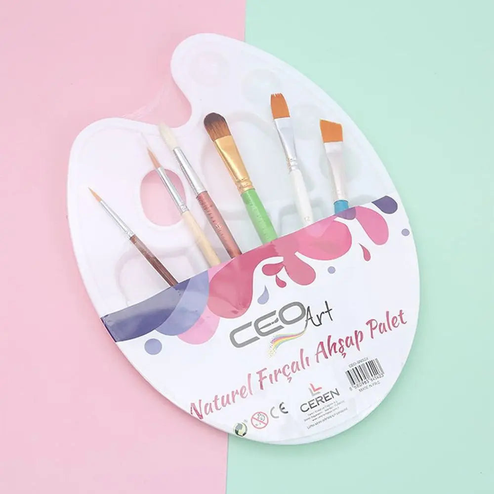 Gouache Brush Drawing Coloring Artist Art Painting Supplies Oil Painting Palette Art Oval Palette Brush Set Watercolor Tray