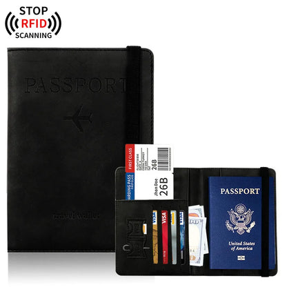 RFID Blocking Passport Holder Cover Wallet Case Travel Leather Wallet for Men Women Multi-Function ID Bank Card Case Accessories