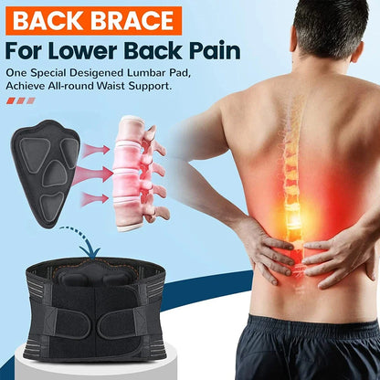 Back Brace with Lumbar Pad,6 Flexible Support,Back Brace for Men Lower Back,Lightweight Back Brace for Lower Back Pain